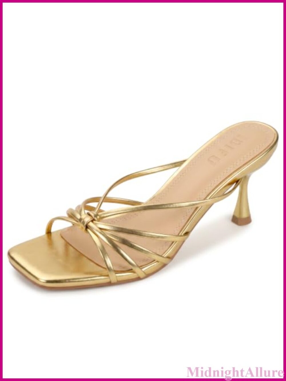 Kitten Heels Strappy Square Toe Slip On Low Heel Sandals